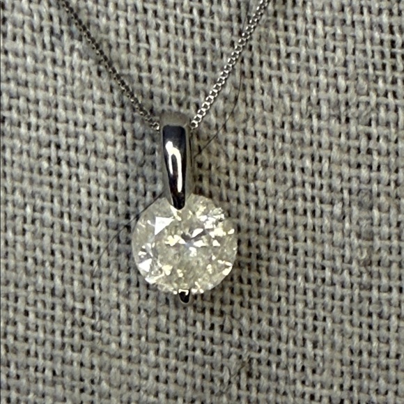 1ct Natural Diamond Pendant Necklace in Platinum Pt850 / Pt900 - Picture 4 of 6